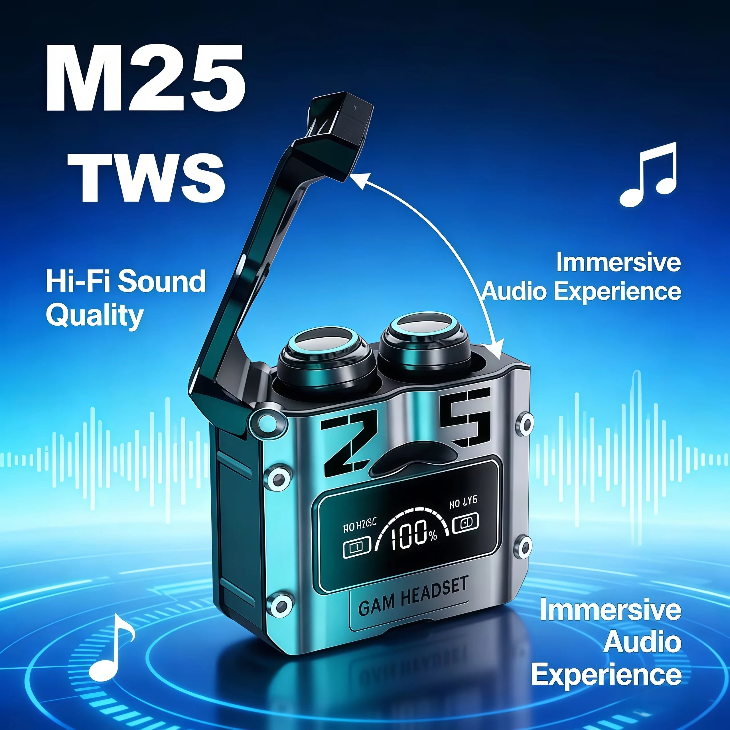Experience Unmatched Freedom with the 2026 M25 TWS Wireless Headphones - Bluetooth 5.3, Sports-Ready Design & LED Display for Ultimate Sound Quality